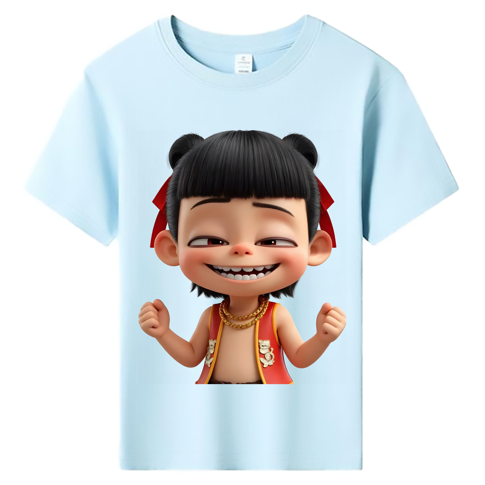 （画像用） Ne Zha 2 ナタ 魔童の大暴れ 綿100％キッズTシャツ（フロントプリント）